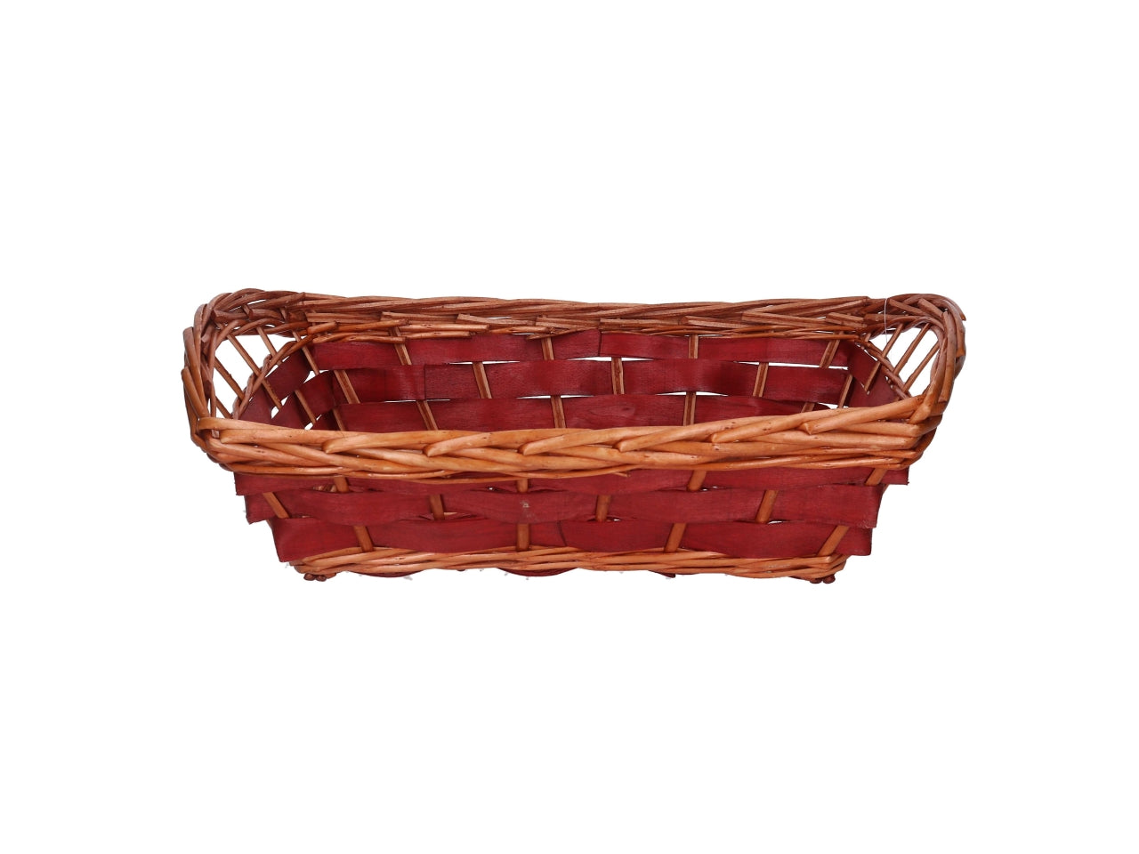 Cesta in vimini Koda, intreccio rosso e miele, rettangolare 45x30xh.10/15 cm