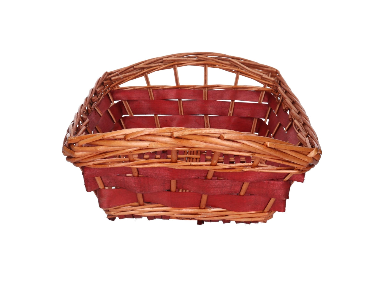 Cesta in vimini Koda, intreccio rosso e miele, rettangolare 45x30xh.10/15 cm
