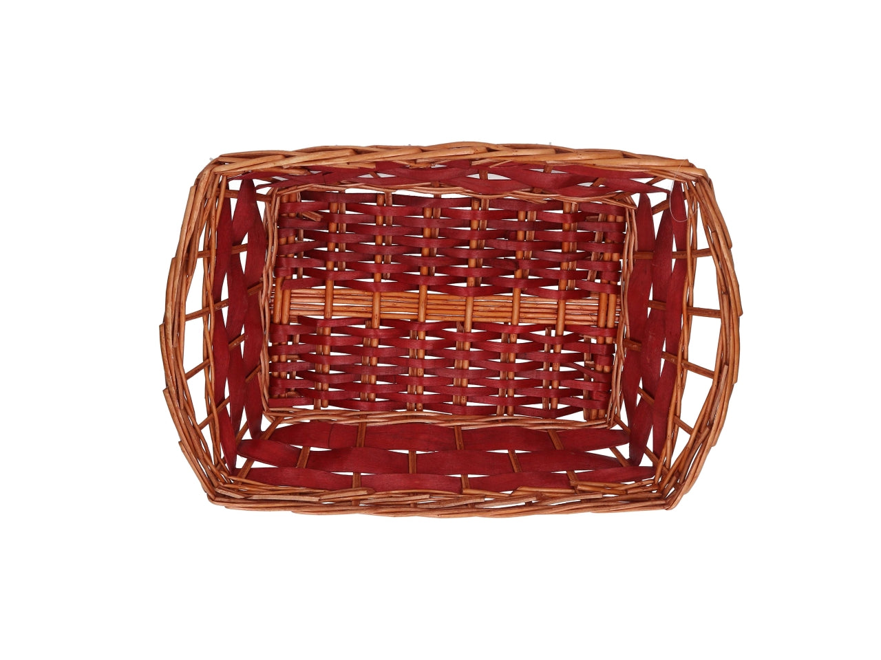 Cesta in vimini Koda, intreccio rosso e miele, rettangolare 45x30xh.10/15 cm