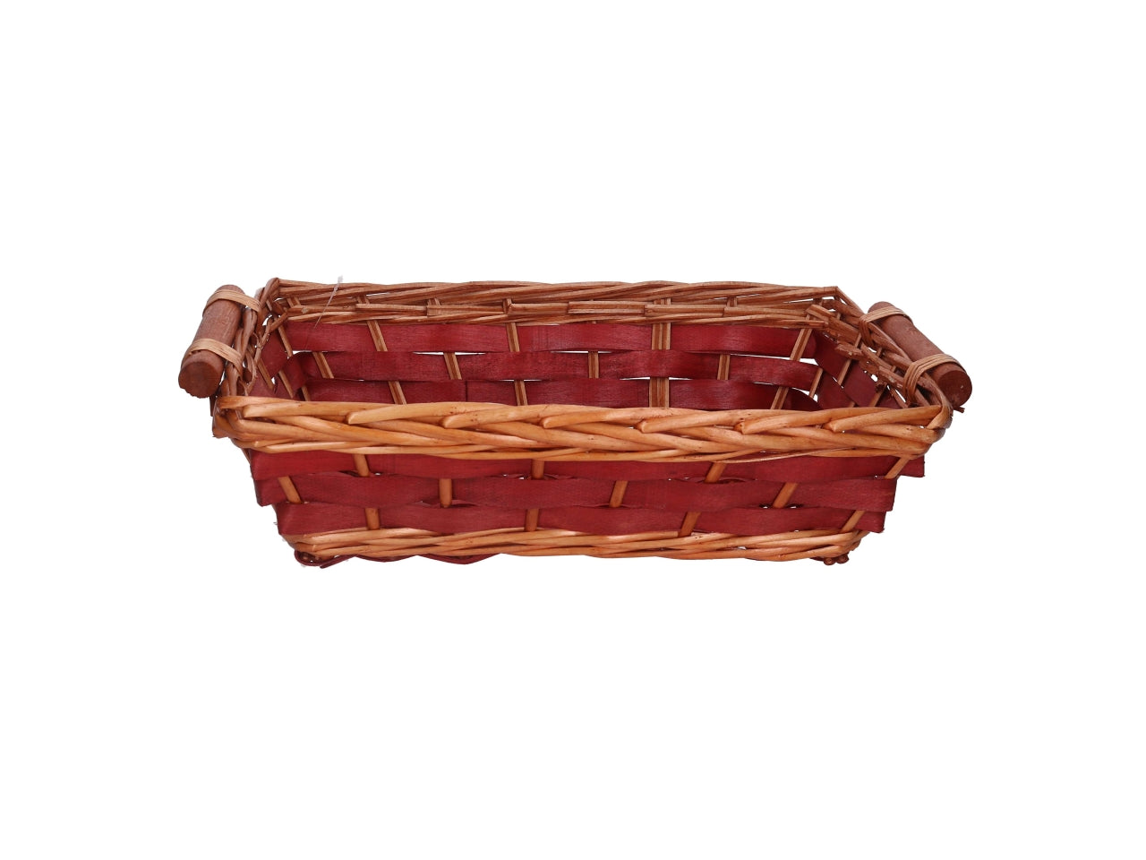 Cesta in vimini Koda, intreccio rosso e miele, rettangolare 45x35xh.12 cm