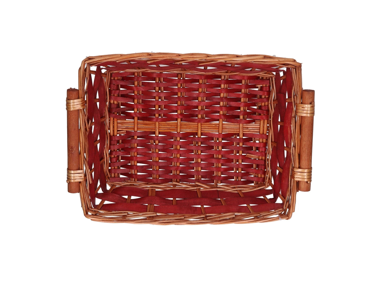 Cesta in vimini Koda, intreccio rosso e miele, rettangolare 45x35xh.12 cm