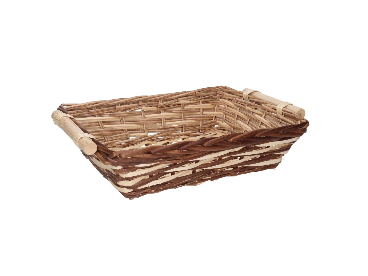 Cesta in vimini Mizma, intreccio noce, rettangolare 55x45xh.13 cm