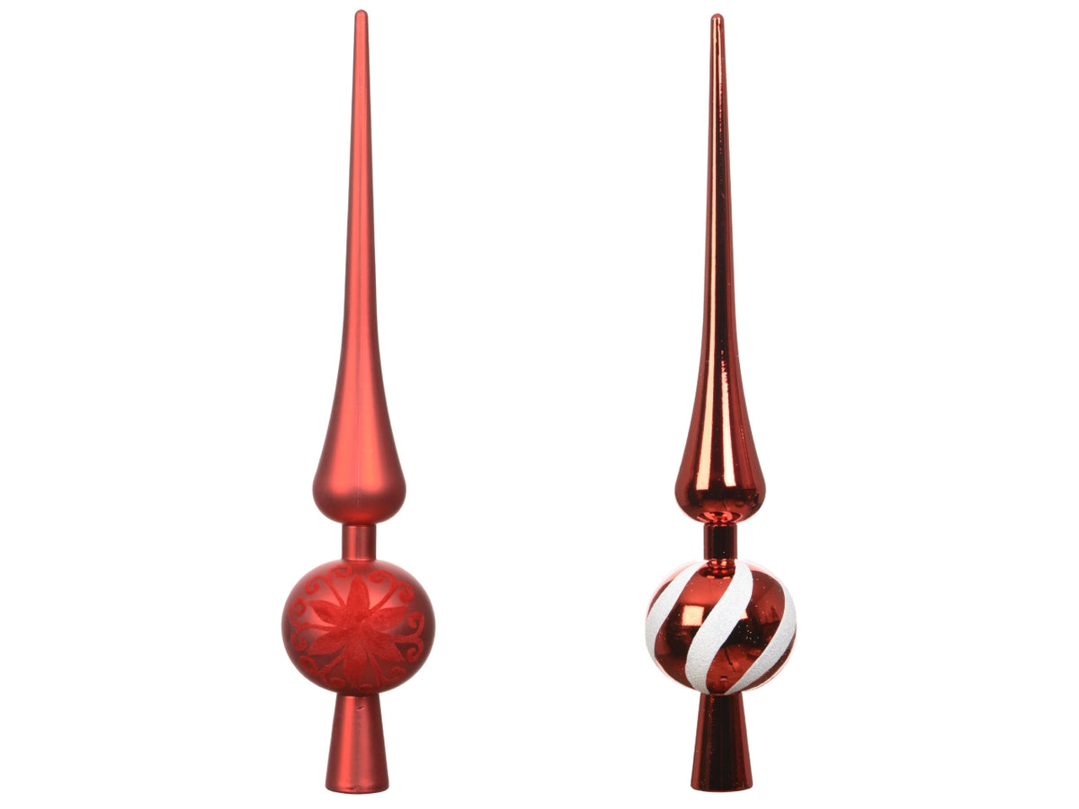 Puntale per albero di natale 30,5cm rosso lucido, opaco in 2 assortimenti