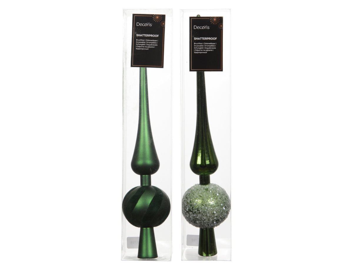 Puntale per albero di natale 30,5cm verde lucido, opaco in 2 assortimenti