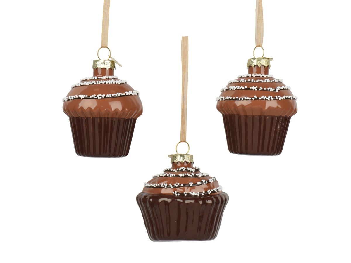 Appendino cupcake in vetro 6cm marrone in 3 assortimenti
