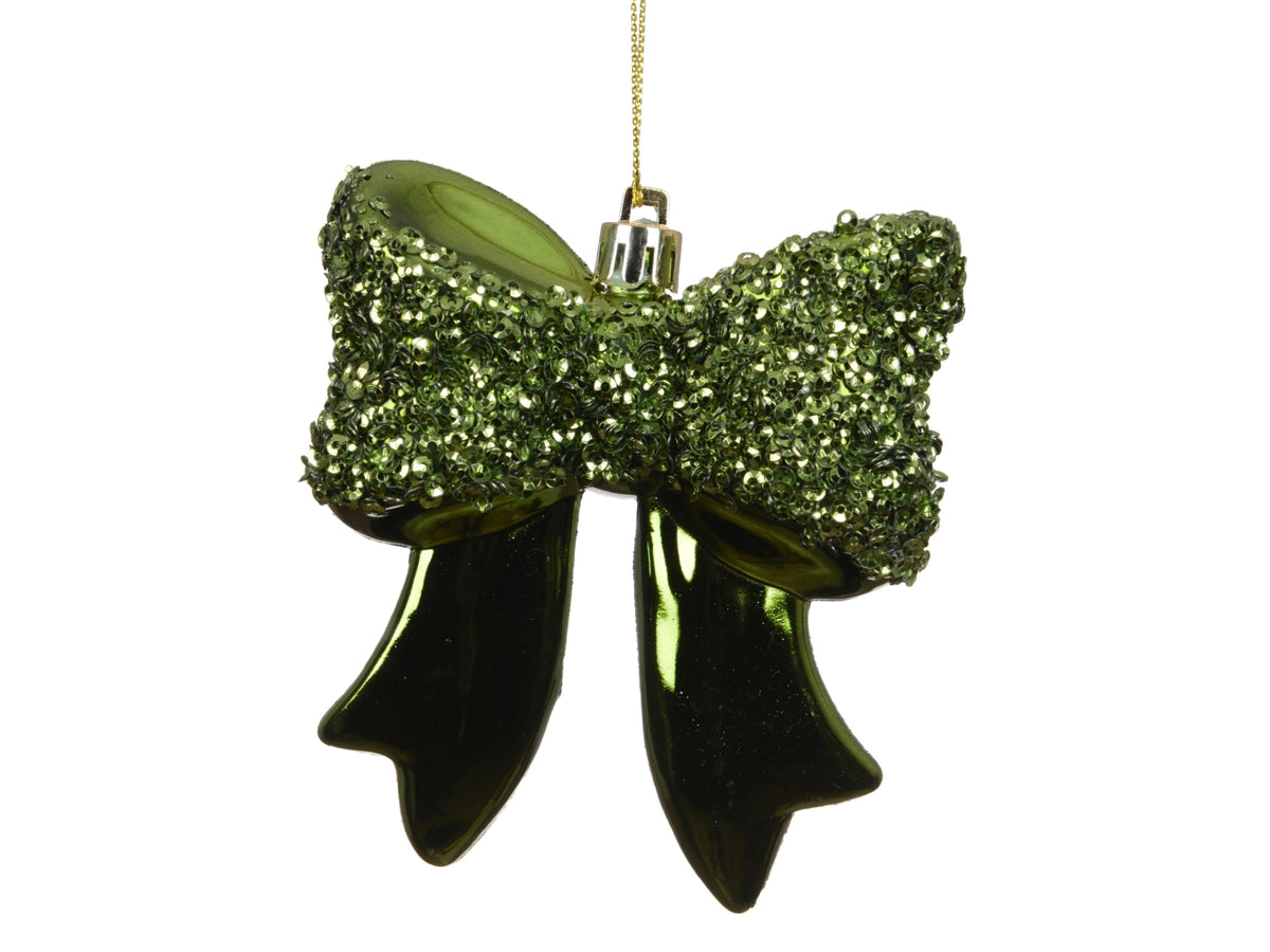 Fiocco decorativo 8,7x9,8cm lucido con glitter verde