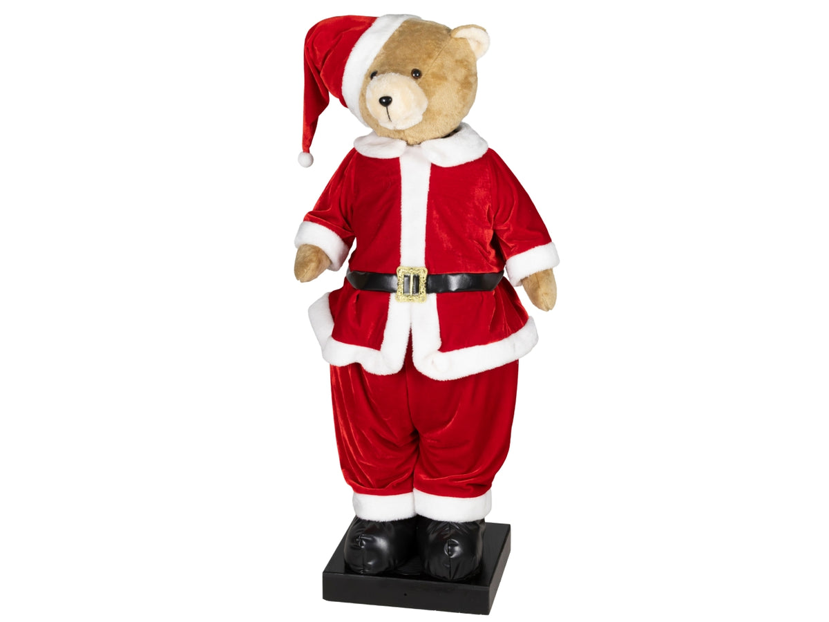 Orso decorativo maxi 110cm con vestito di babbo natale rosso