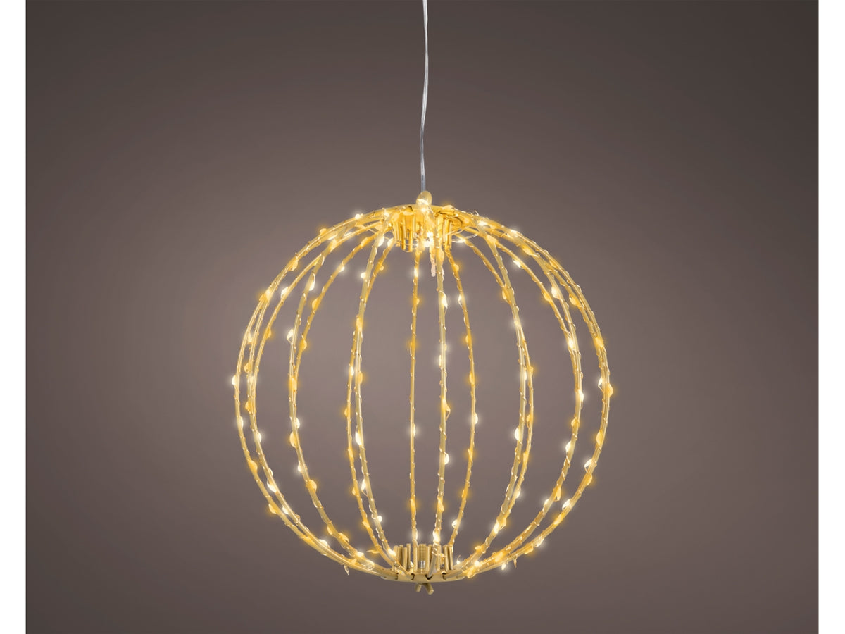 Palla luminosa in metallo 28cm con 192 led bianco caldo e flash per uso esterno