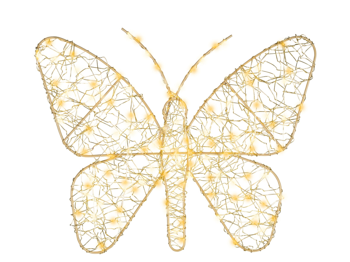 Farfalla luminosa 38x30cm con led bianco caldo e flash per uso esterno
