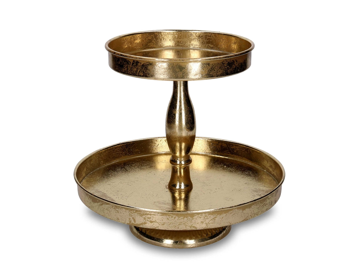 Alzatina in metallo a 2 piani oro 30xh.30cm
