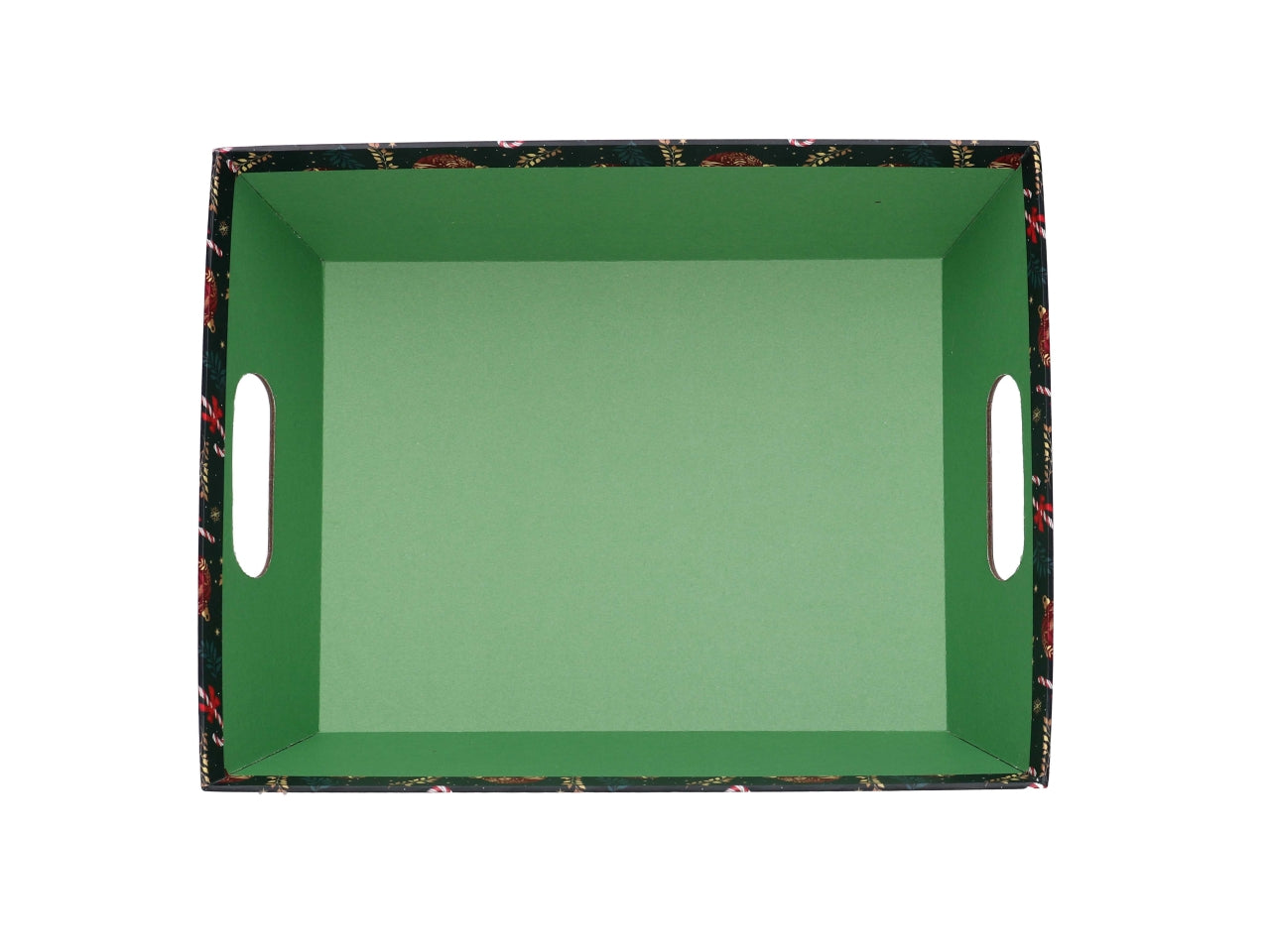 Cesta cartone rettangolare 29x23xh.8cm caramelle rosso e verde