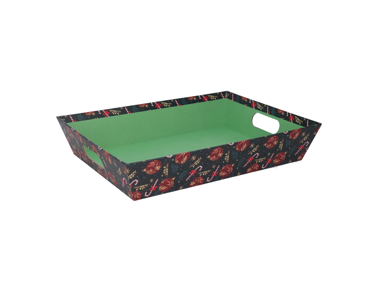 Cesta cartone rettangolare 35x26xh.7cm caramelle rosso e verde