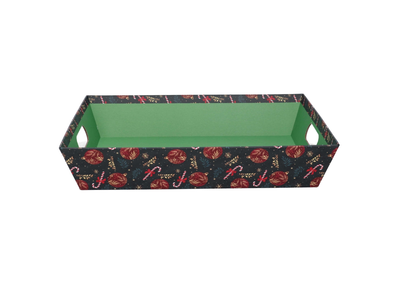 Cesta cartone rettangolare 35x26xh.7cm caramelle rosso e verde