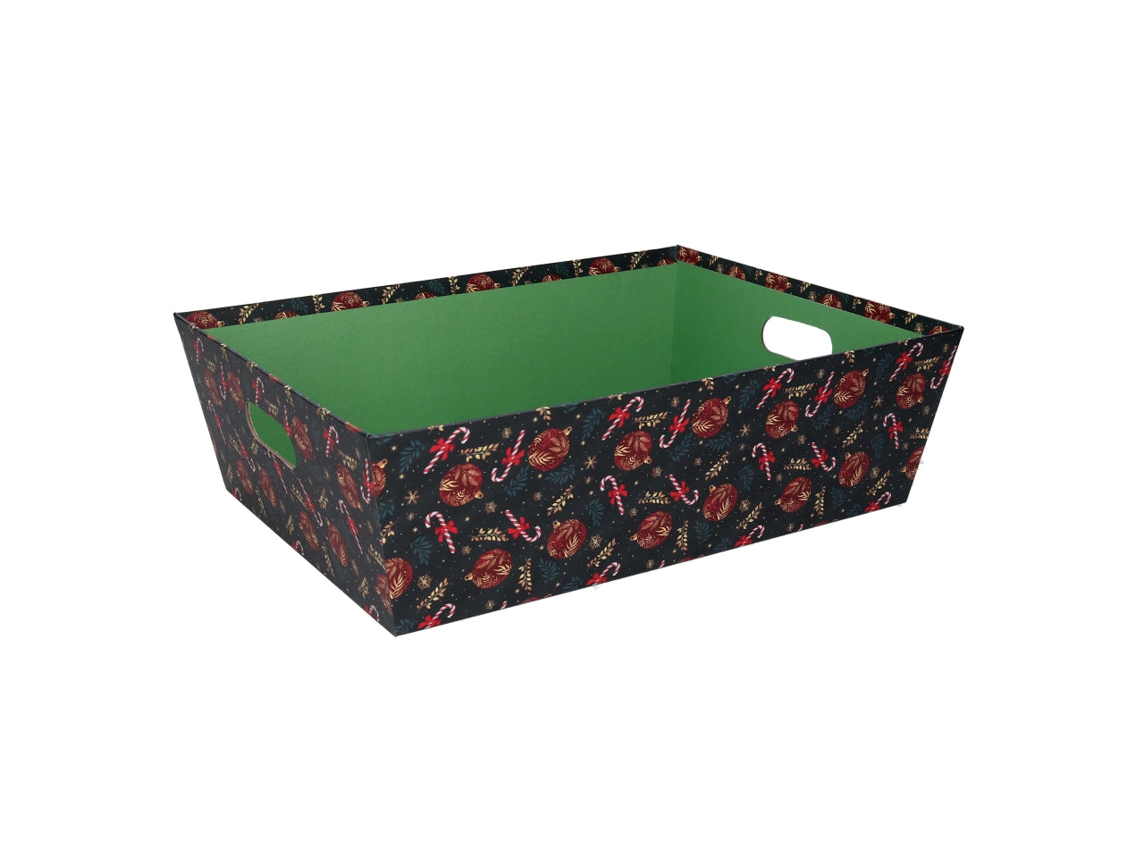 Cesta cartone rettangolare 40x30xh.12cm caramelle rosso e verde