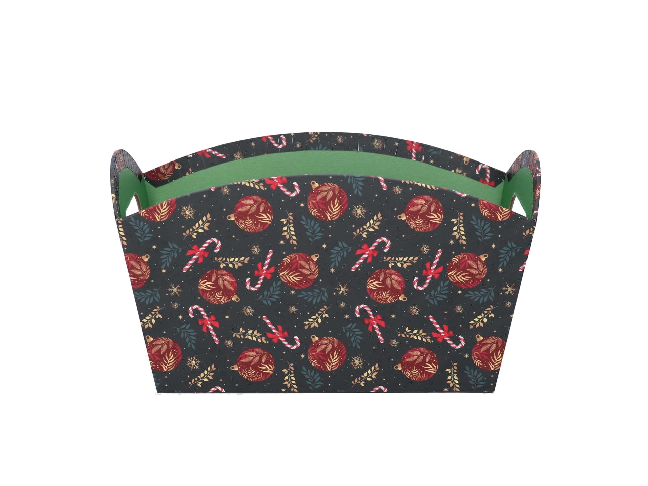 Cesta cartone rettangolare 25,5/27x14xh.15cm caramelle rosso e verde