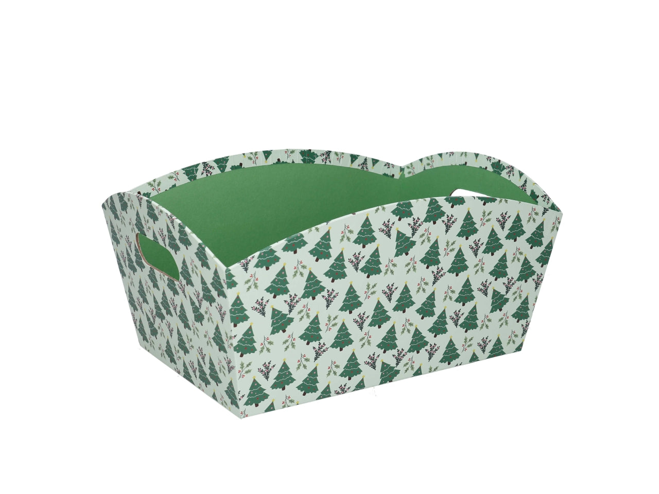 Cesta cartone rettangolare 30/31,5x22xh.15cm alberi verde
