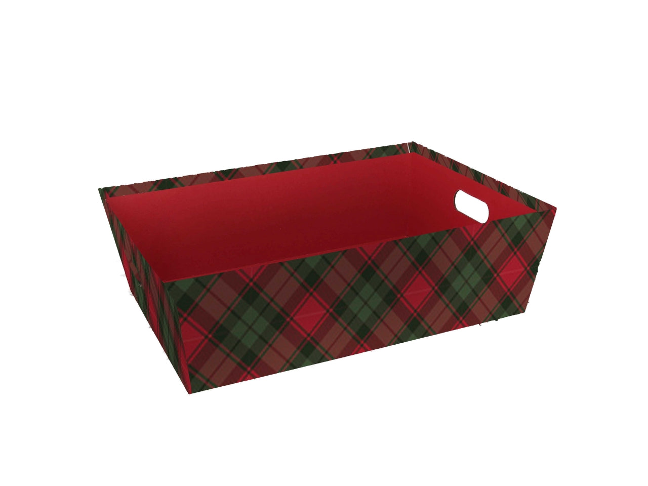 Cesta cartone rettangolare 40x30xh.12cm scozzese rosso