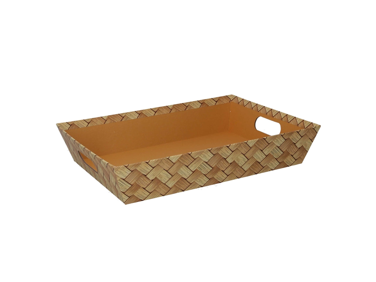 Cesta cartone rettangolare 35x26xh.7cm intreccio sfogliato naturale