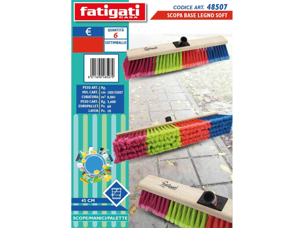 Scopa con base in legno soft 45cm