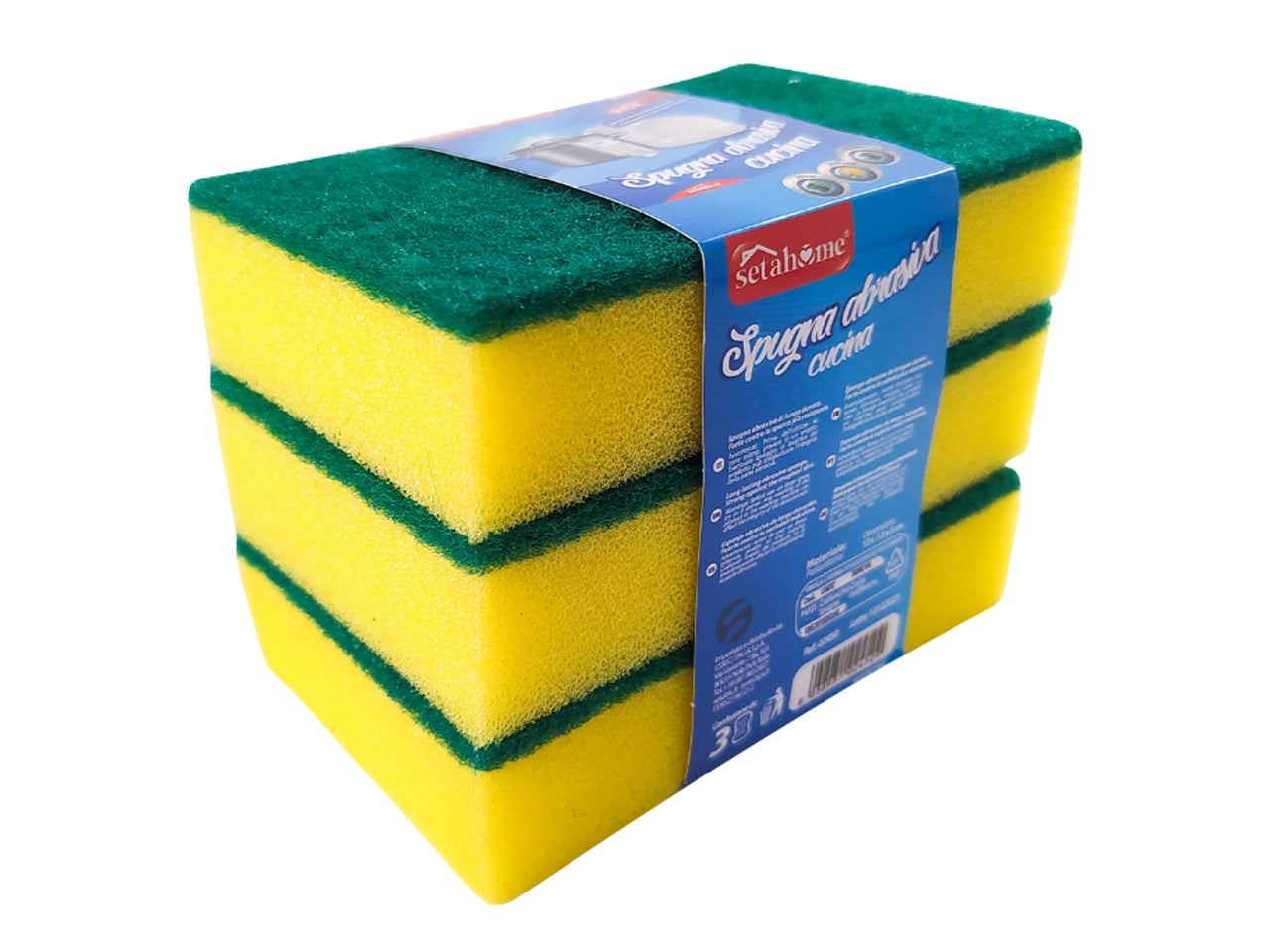 Spugna da cucina classica 12x7,5cm set da 3 spugne