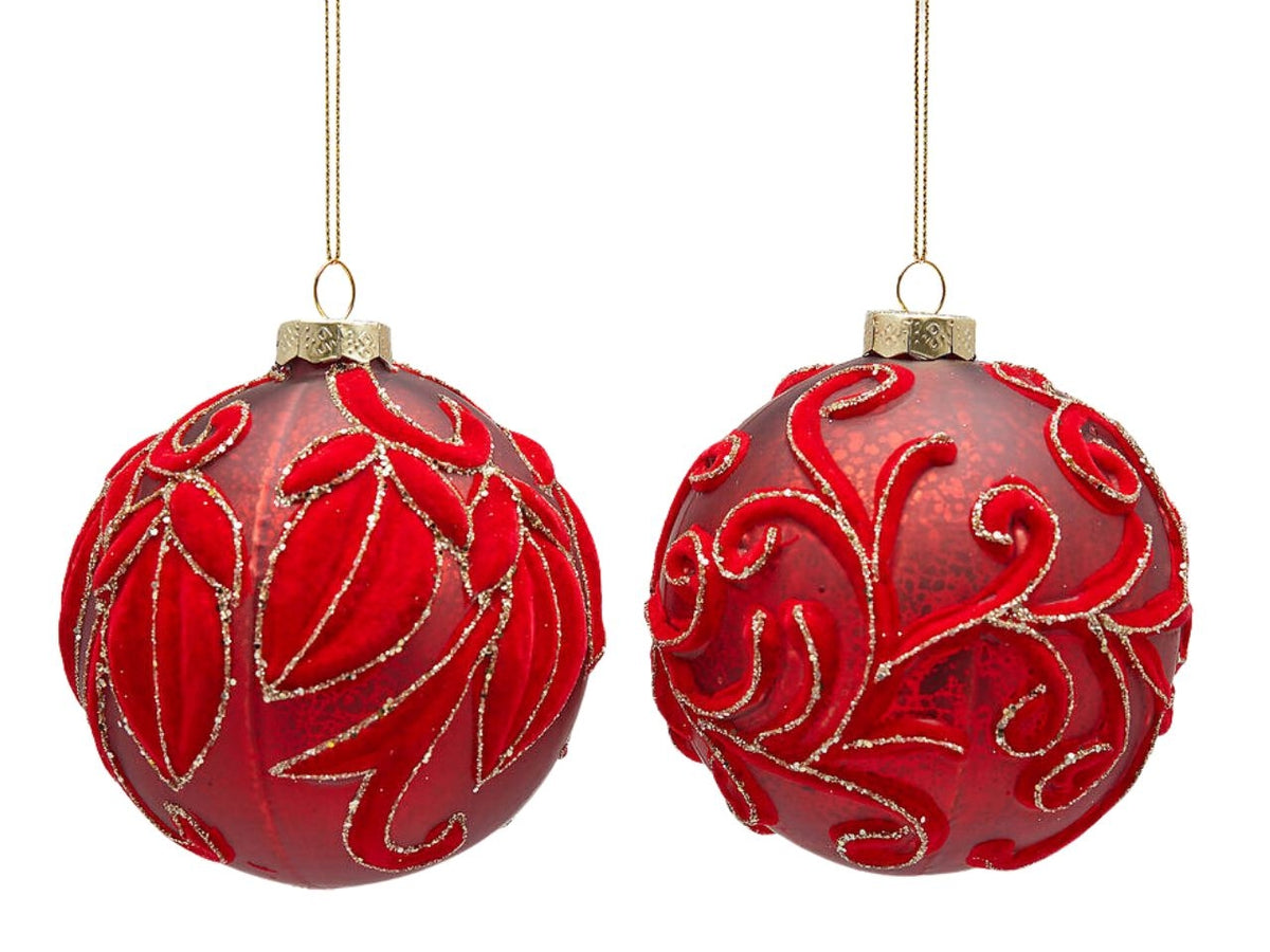 Palla velvet in vetro rosso d.10cm