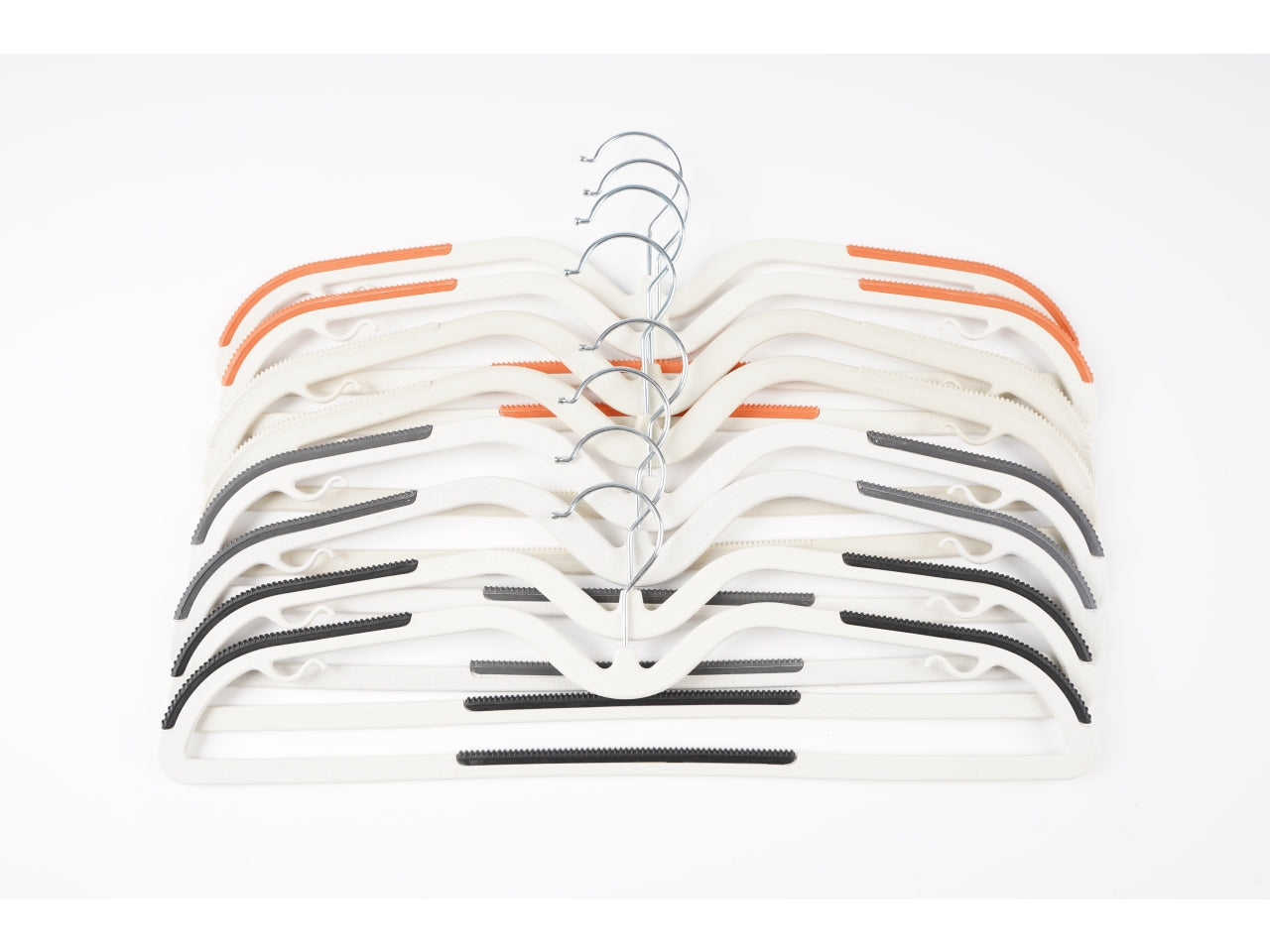 Grucce salvaspazio grigio/nero/bianco/arancio set da 10 grucce assortite