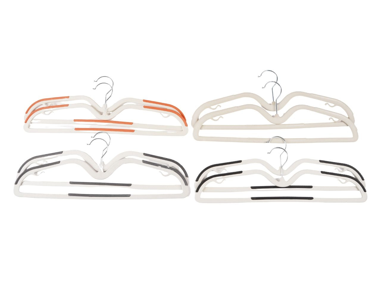 Grucce salvaspazio grigio/nero/bianco/arancio set da 10 grucce assortite