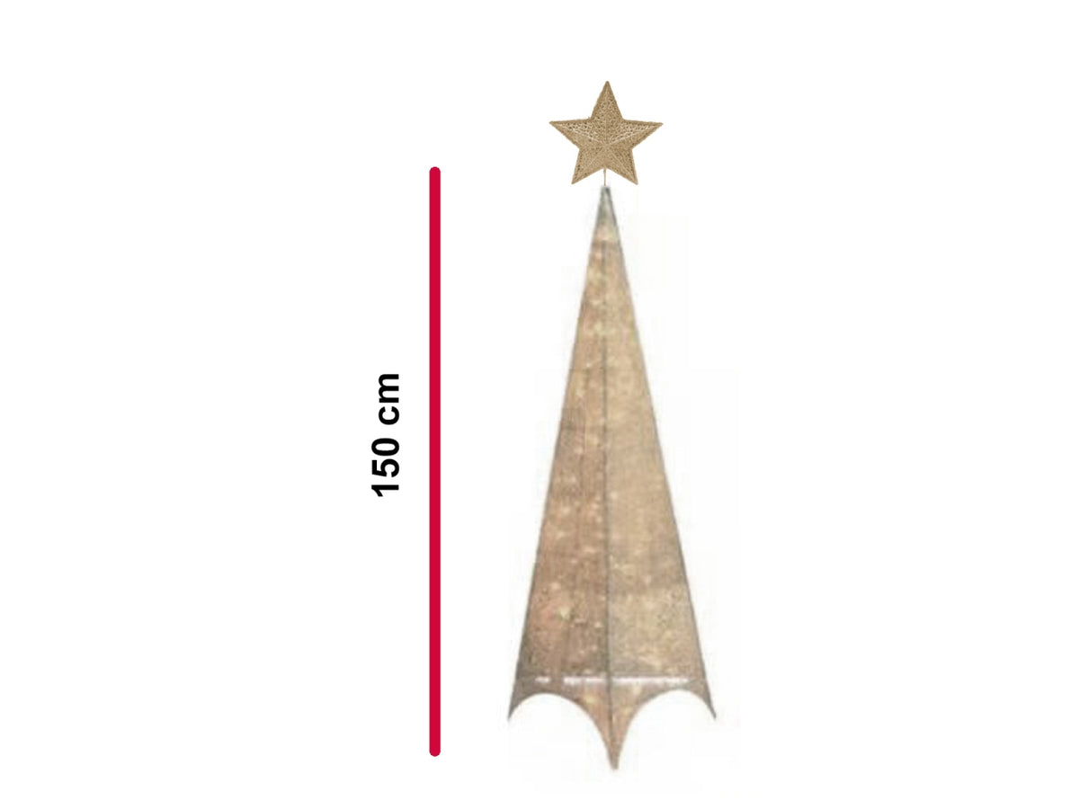 Albero piramidale 150cm in metallo con 72led champagne