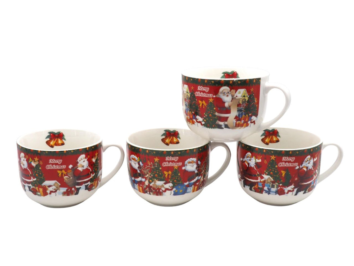 Tazzone bombato in ceramica 11xh8, 3cm con Babbo Natale, 4 decori assortiti