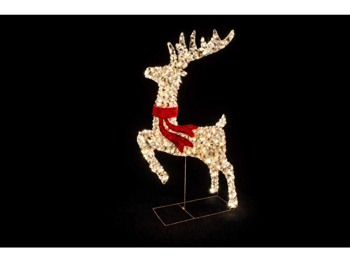 Renna maxi con fiocco 17x50x100cm con 720 led flash con cavo di alimentazione, timer 6 ore, uso esterno