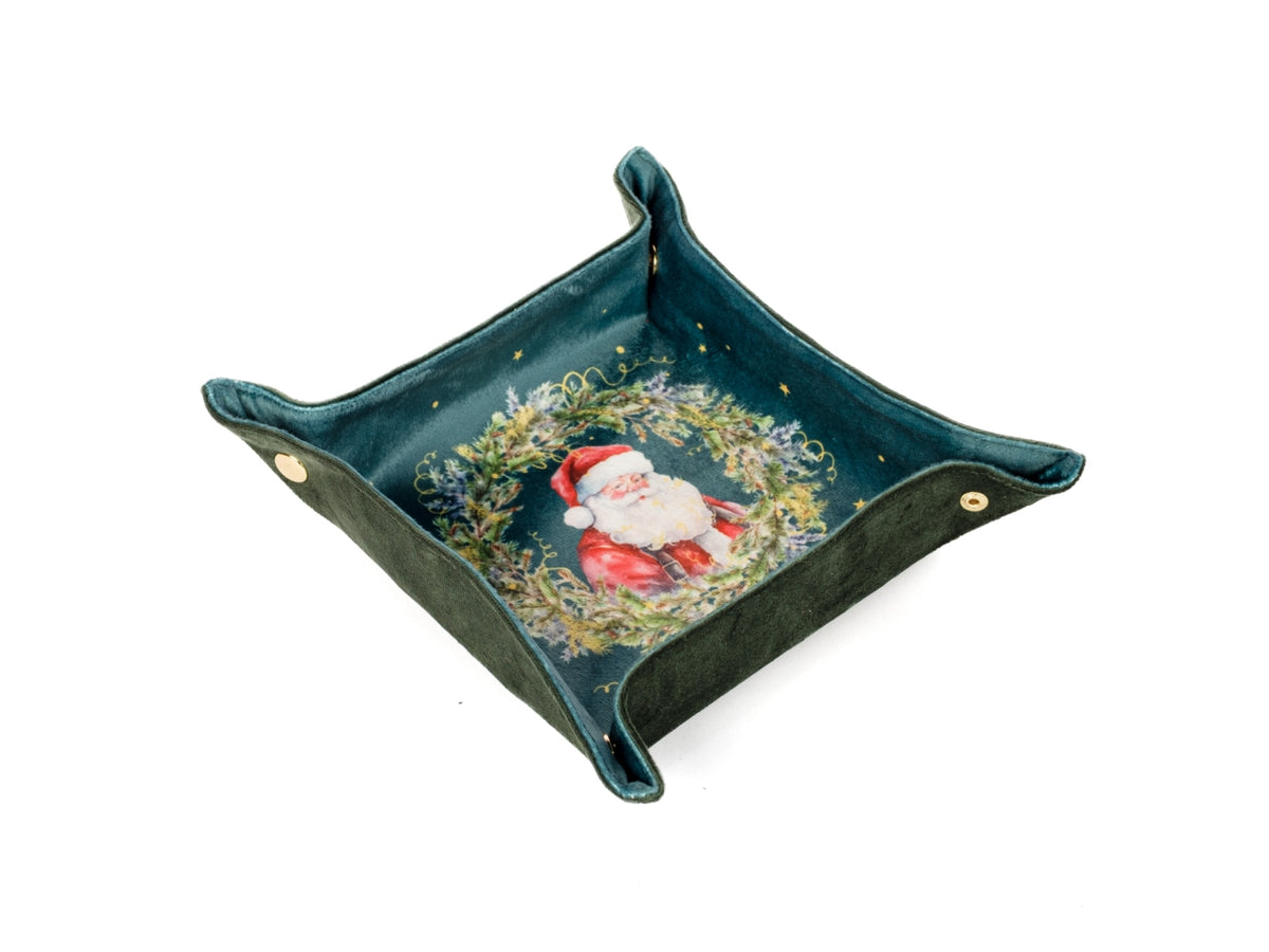 Svuota tasche con Babbo Natale 25x25cm in velluto verde