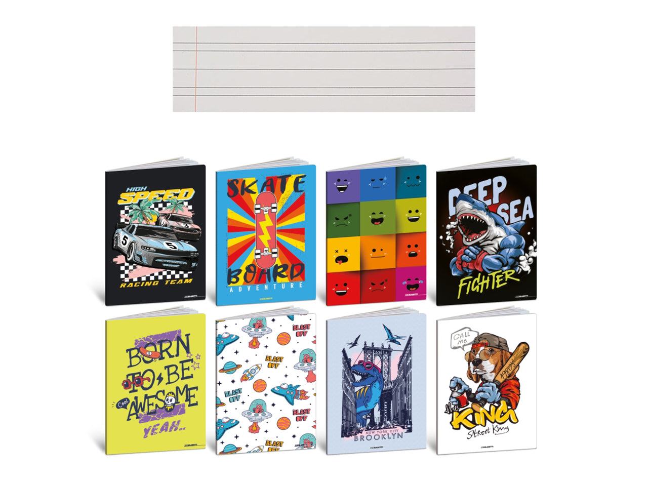 Quaderno maxi kid boy 20+1 fogli rigatura B, confezione da 10 maxi assortiti
