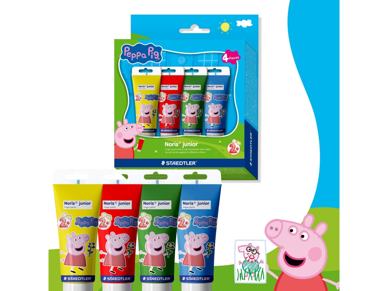 Noris junior colori a dita peppa pig set da 4 colori