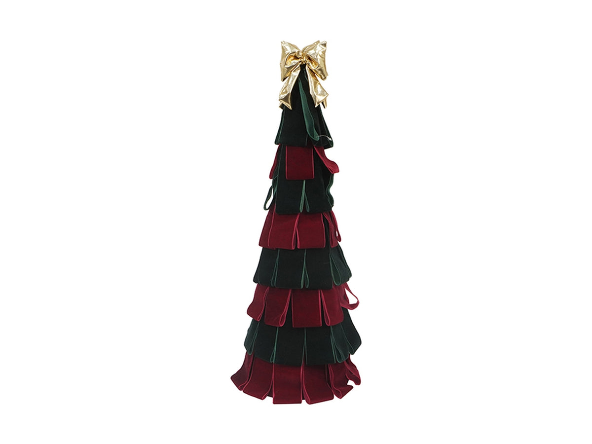 Albero in velluto maxi 100cm bordeaux e verde con fiocco oro