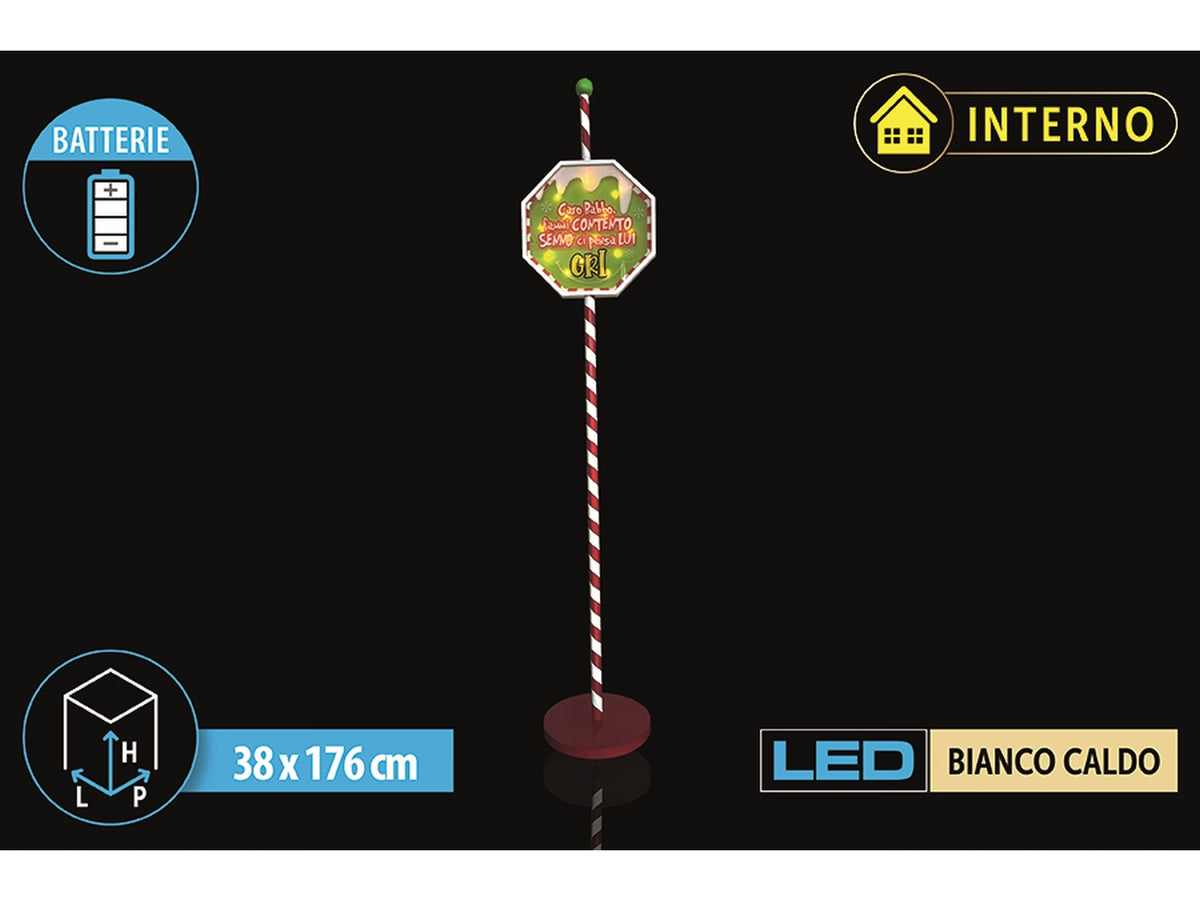 Cartello maxi 176cm con led a batteria verde per uso interno