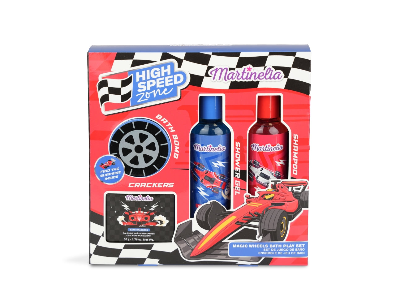 Martinelia high speed zone, set da bagno per bambini magic wheels