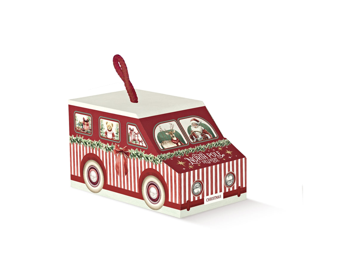Furgoncino con cordino linea market rosso, 8x4x4,5cm