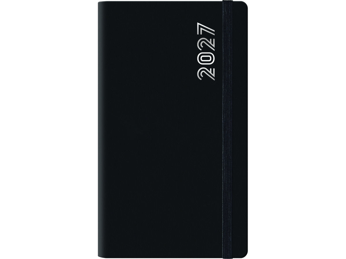 Agenda 2027 Dynamic con elastico 8x14cm settimanale verticale nero