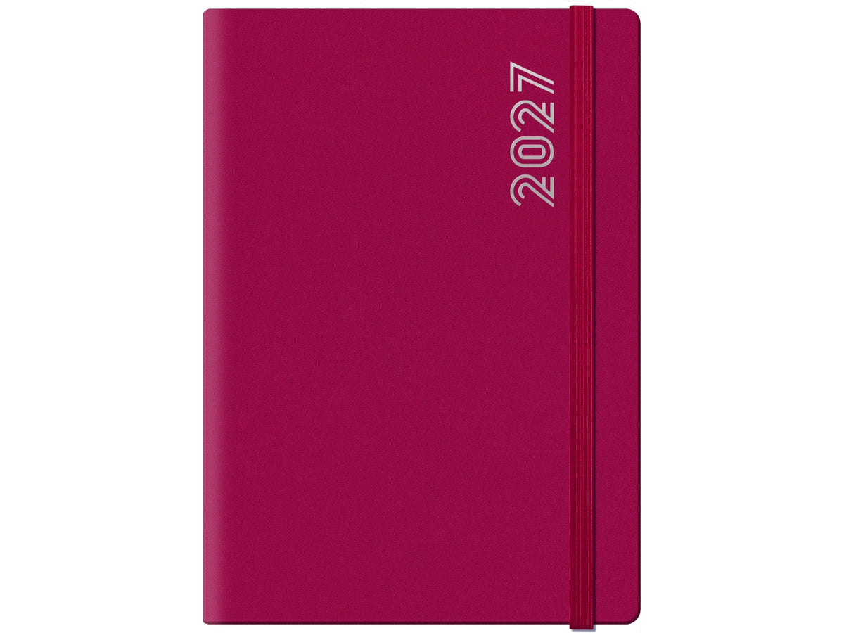 Agenda 2027 Dynamic con elastico 14,5x20,5cm giornaliera sabato e domenica abbinati rubino
