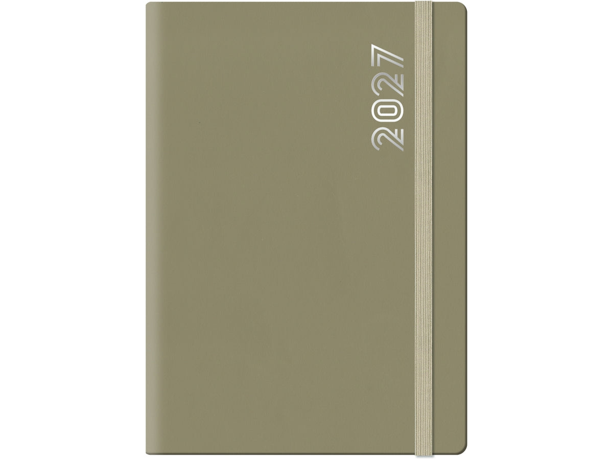 Agenda 2027 Dynamic con elastico 14,5x20,5cm giornaliera sabato e domenica abbinati nocciola