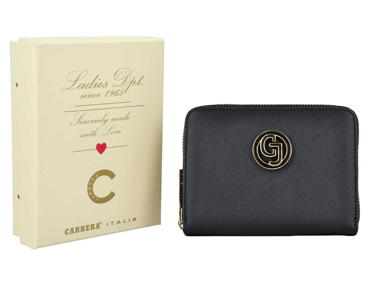 Carrera claire collection zip around bifold piccolo nero