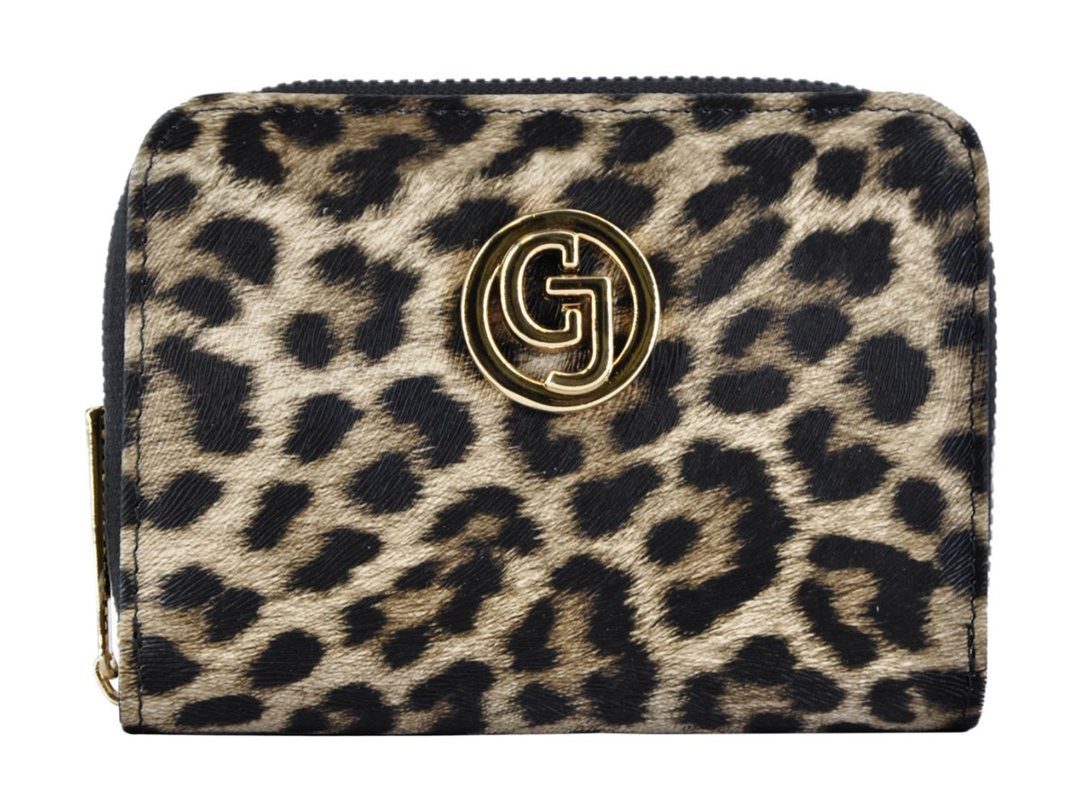 Carrera claire collection zip around bifold piccolo nero leopard