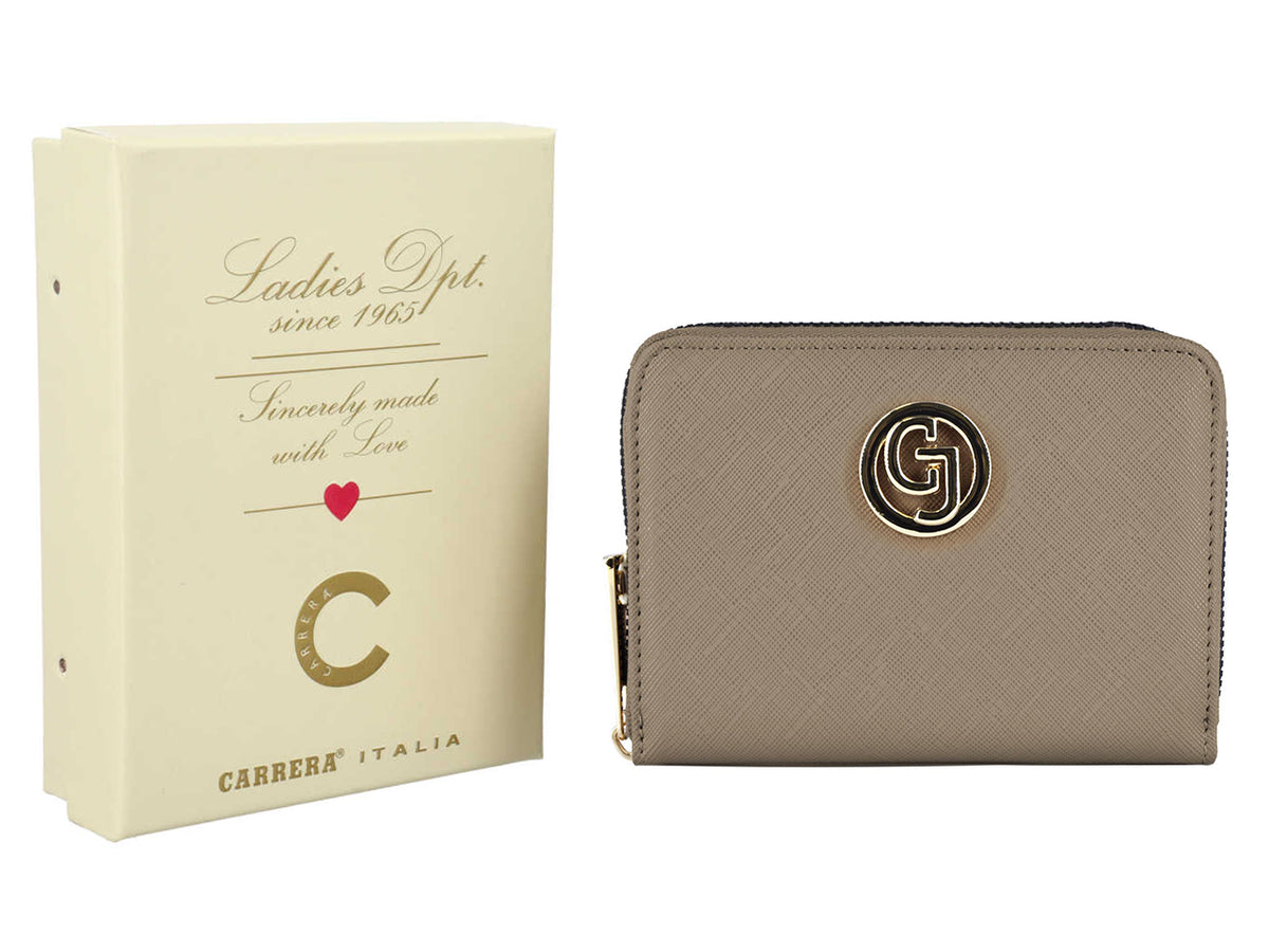 Carrera claire collection zip around bifold piccolo beige scuro