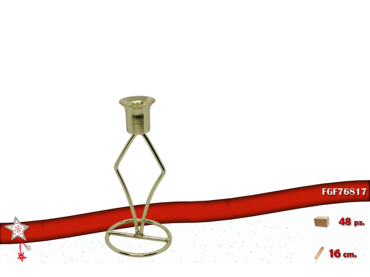 Portacandela 16cm a 1 posto in metallo, colore oro