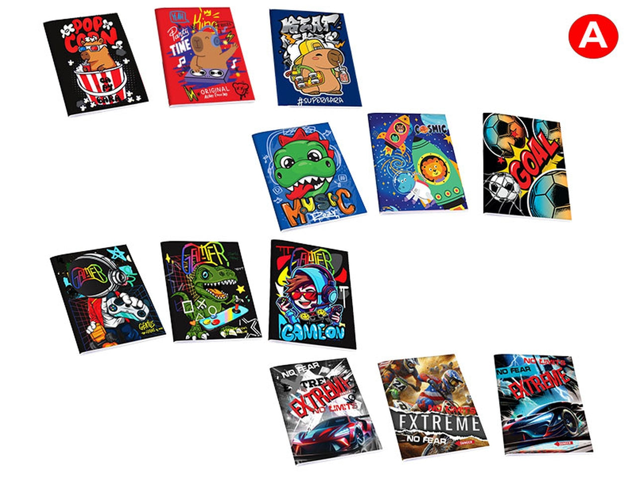 Quaderno maxi Active 20 fogli 80 gr, rigatura A, versione boy, confezione da 10 pezzi