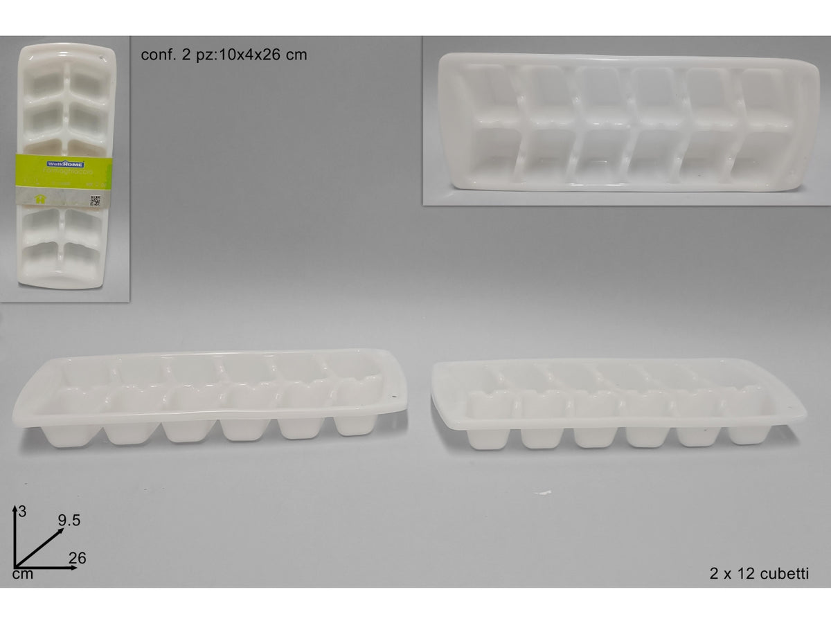 Formaghiaccio plastica 12cubetti set 2 pz bianco