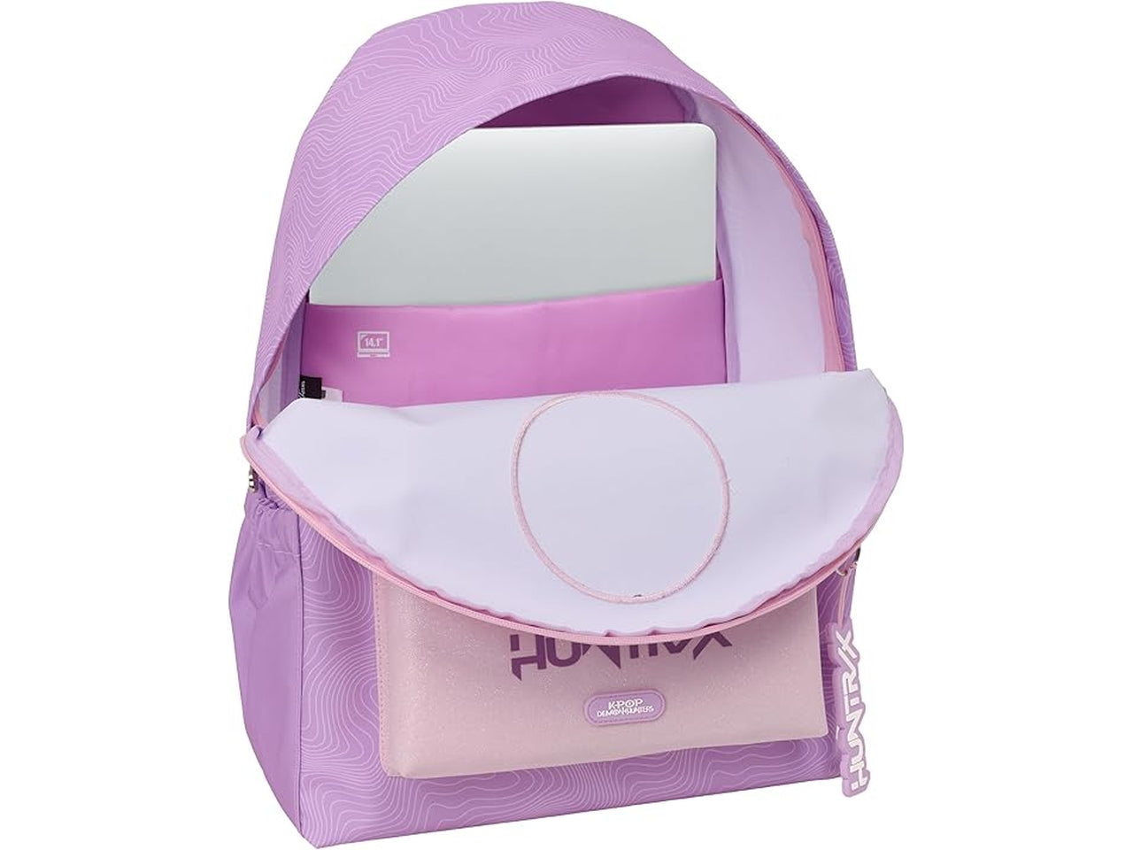 Zaino americano K-Pop Demon Hunter Iconic 31x43x13cm rosa, con tasca per portatile 14.1''