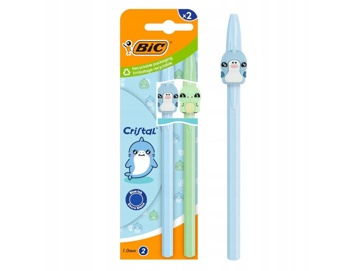 Penna crstl figurine blu set da 2 penne