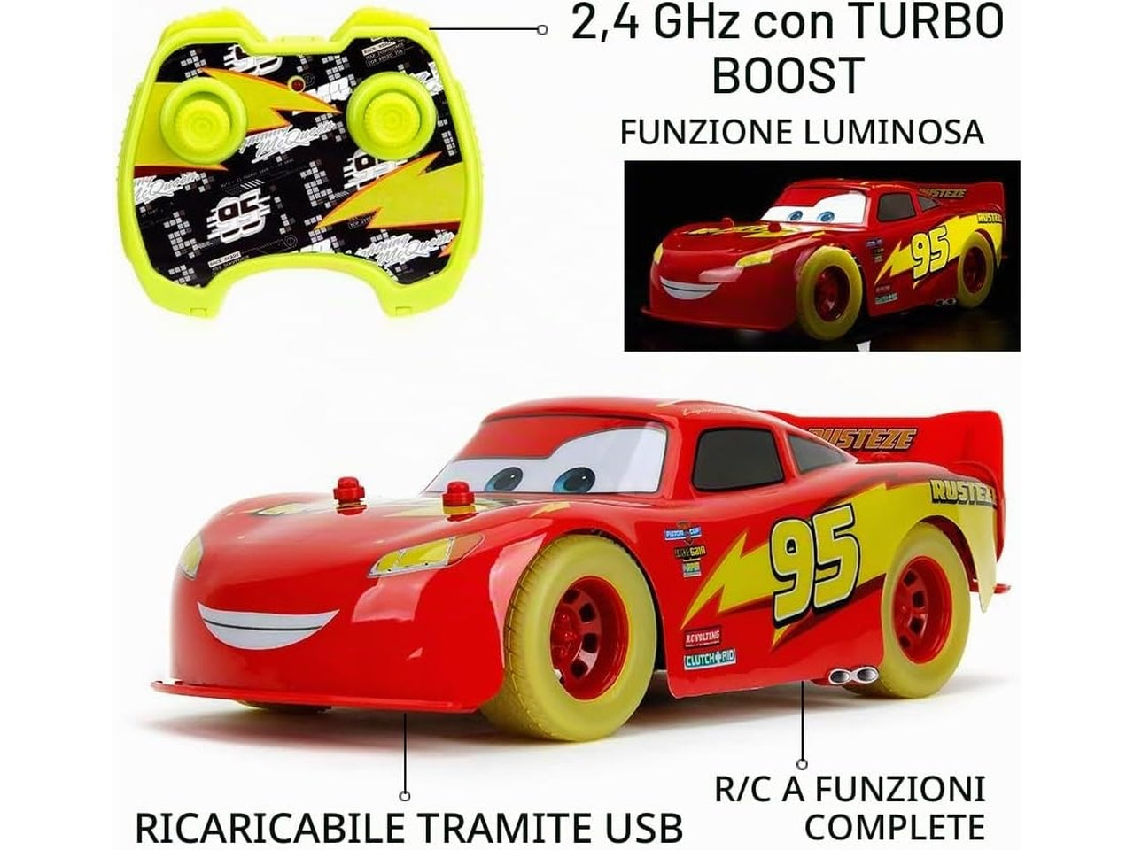 Disney Cars glow racer cm.31 radiocomando scala 1:14