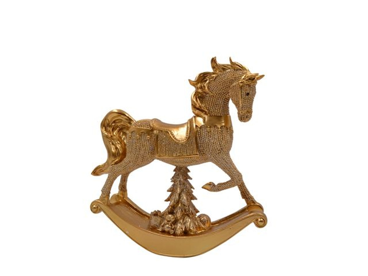 Cavallo resina oro grande 19x21cm